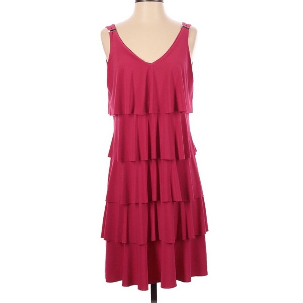 White House Black Market Pink Ruffle Frill Sleeveless Dress XS NEW